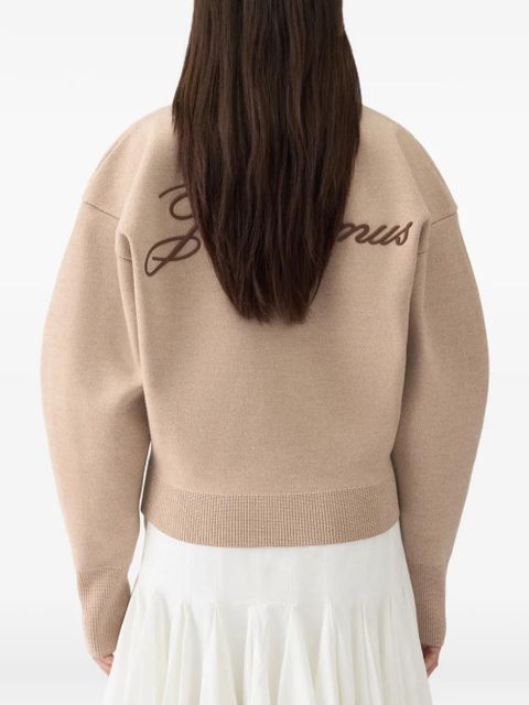 Jacquemus logo-embroidered piqued sweater - Neutrals