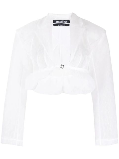 Jacquemus La Veste Dentelle cropped jacket - White - zdjęcie produktu nr 1