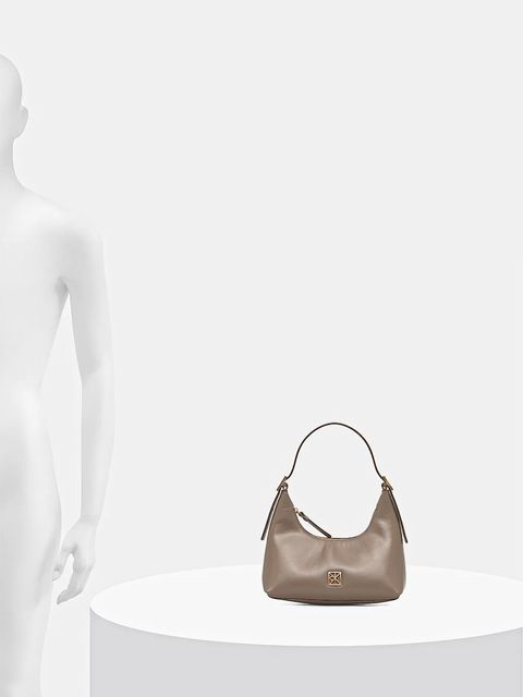 Calvin Klein torebka skórzana kolor beżowy LV04F3263G
