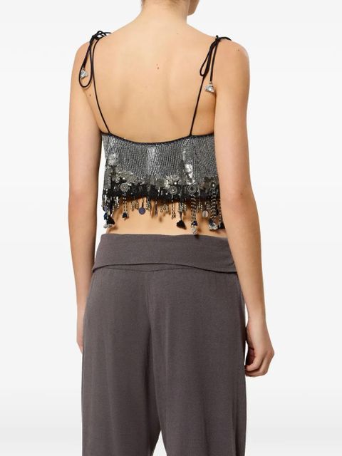 ISABEL MARANT Liwane sequin-embellishment silk top - Silver