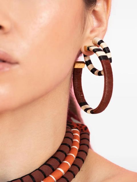 Johanna Ortiz Color Parallelism striped hoop earrings - Brown - zdjęcie produktu nr 2