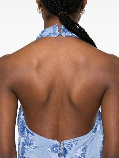 ROTATE BIRGER CHRISTENSEN floral halterneck mini dress - Blue