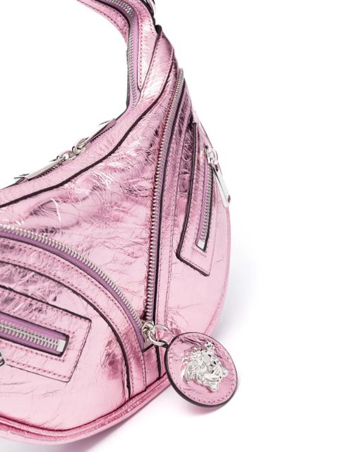 Versace small Repeat metallic-effect shoulder bag - Pink