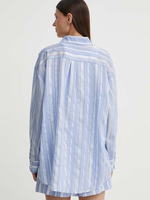Bruuns Bazaar koszula SwiniesBBLouise shirt damska kolor niebieski relaxed z kołnierzykiem klasycznym BBW3976