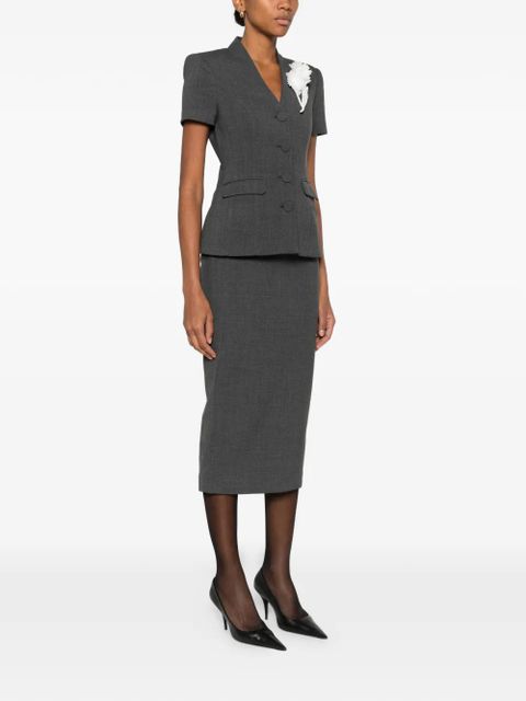 Self-Portrait flower detail suit skirt - Grey