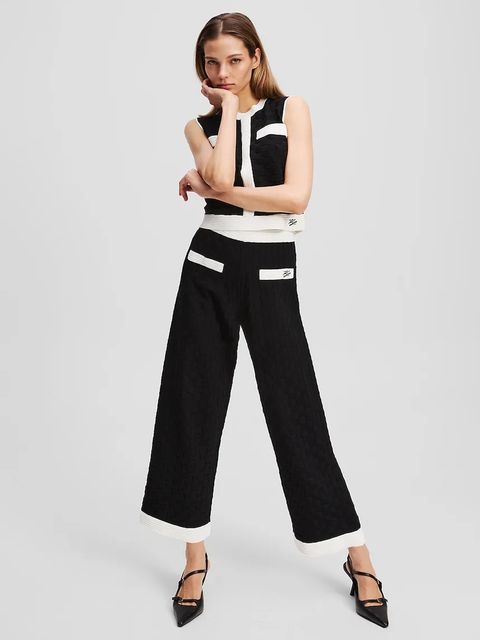 Karl Lagerfeld spodnie damskie kolor czarny proste high waist A3W10103 - zdjęcie produktu nr 2