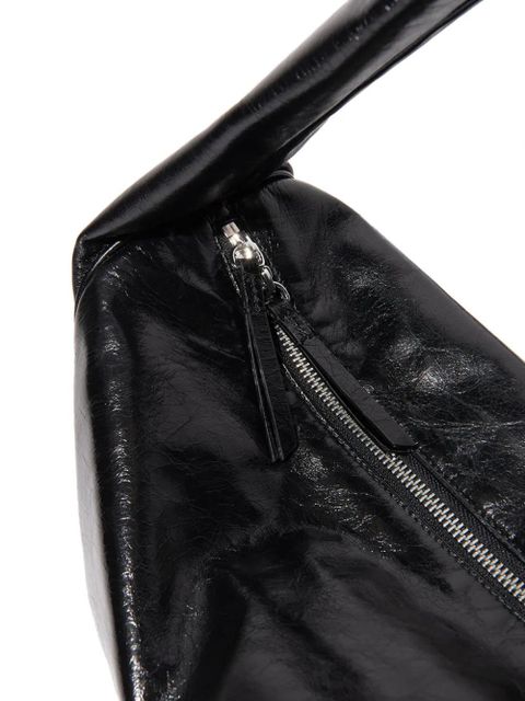 BY FAR maxi Cush creased leather shoulder bag - Black