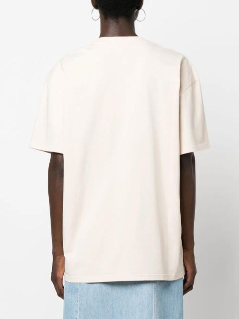 JW Anderson logo-embroidered cotton T-shirt - Neutrals