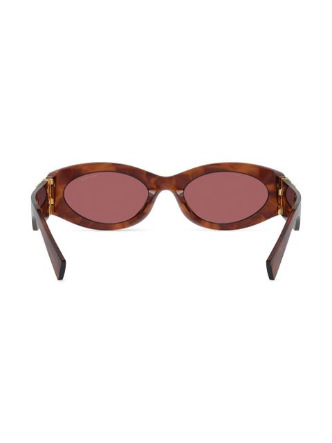 Miu Miu Eyewear logo-lettering oval-frame sunglasses - Brown