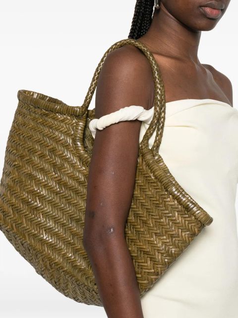 DRAGON DIFFUSION Big Nantucket Basket woven handle shoulder bag - Green