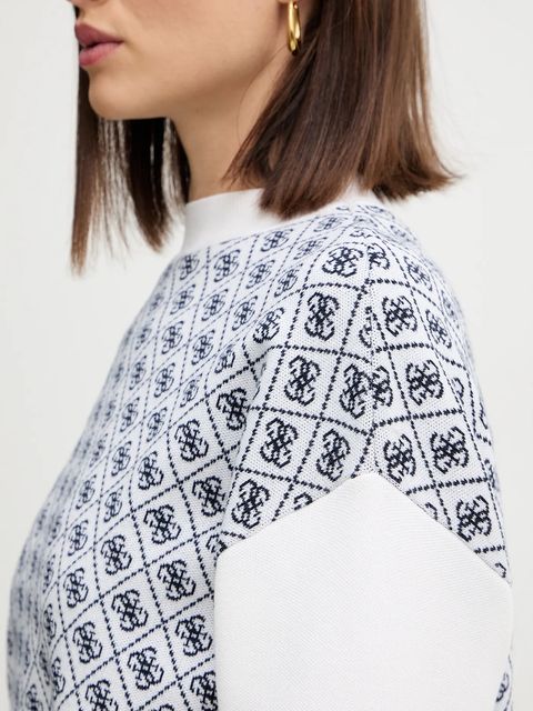 Guess sweter z domieszką wełny AUBREY damski kolor beżowy z półgolfem W5BR23 Z3JD2