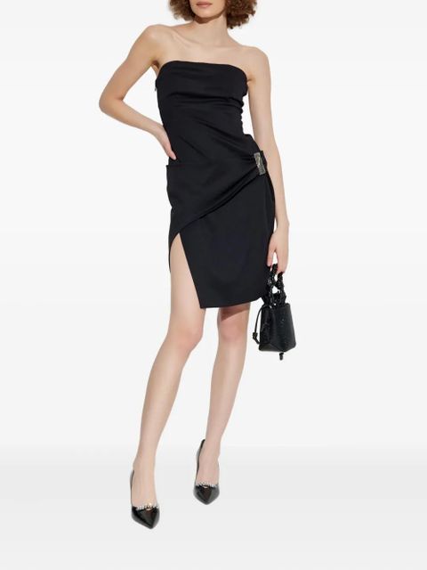 The Attico strapless side-slit mini dress - Black
