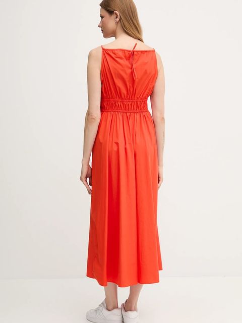 Tommy Hilfiger sukienka bawełniana kolor pomarańczowy midi rozkloszowana WW0WW45800