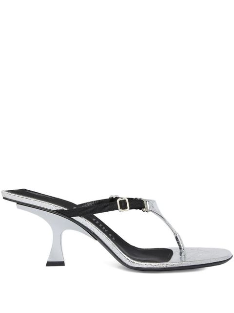 The Attico 65mm metallic-leather buckled sandals - Silver - zdjęcie produktu nr 1