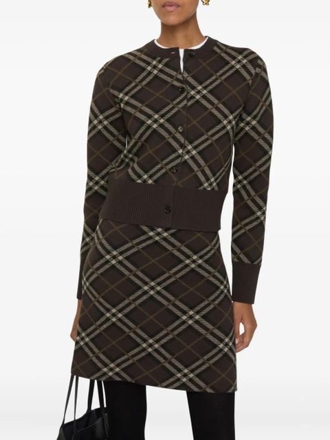 Burberry check-pattern cashmere cardigan - Brown - zdjęcie produktu nr 2