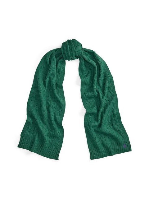 Polo Ralph Lauren szalik wełniany damski kolor zielony gładki 455956296
