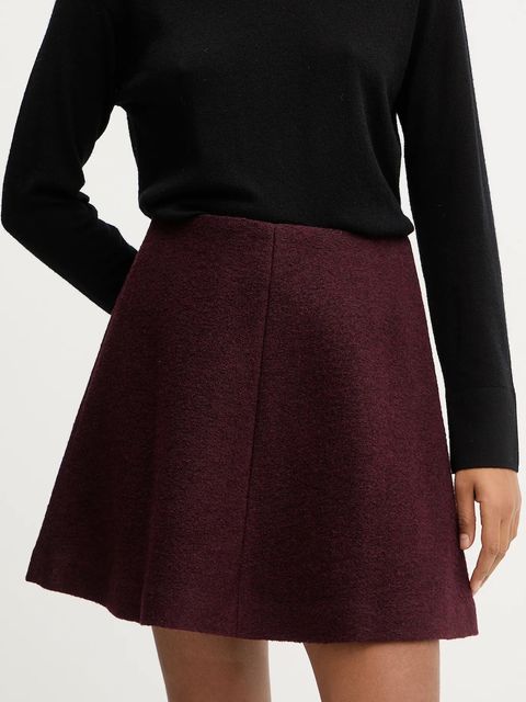 Marc O'Polo spódnica z dodatkiem wełny kolor bordowy mini rozkloszowana 5000007561 - zdjęcie produktu nr 1