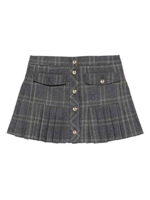 Maje pleated checked button mini skirt - Grey - zdjęcie produktu nr 1