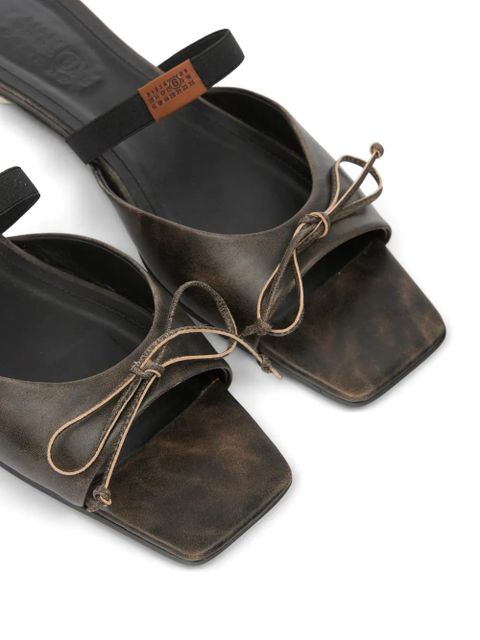 MM6 Maison Margiela square bow leather sandals - Brown