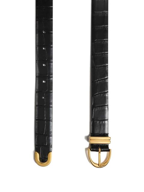 KHAITE crocodile-embossed leather belt - Black