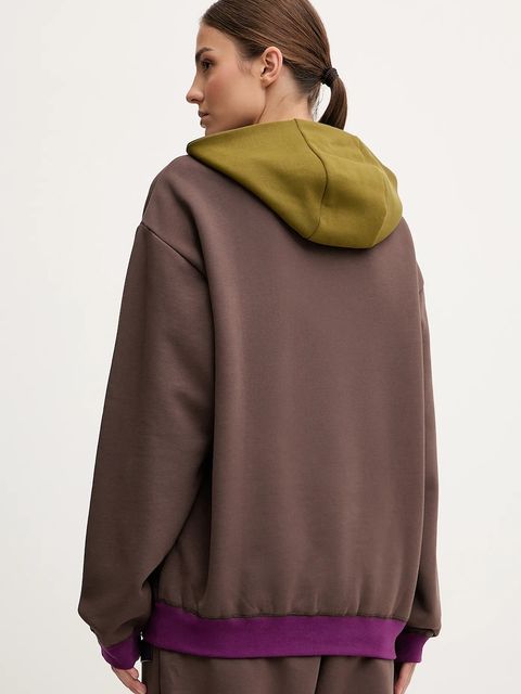 EA7 Emporio Armani bluza dwustronna damska kolor brązowy z kapturem gładka AF10377-7X000156