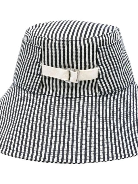 Jacquemus Le Bob De-Nîmes striped denim bucket hat - White - zdjęcie produktu nr 2
