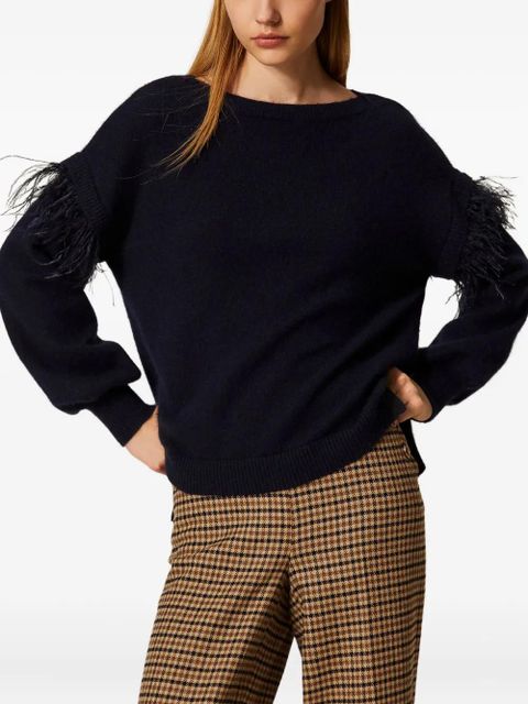 TWINSET feather-trim sweater - Black - zdjęcie produktu nr 1