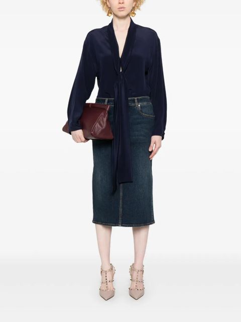 Victoria Beckham scarf-detail blouse - Blue - zdjęcie produktu nr 2