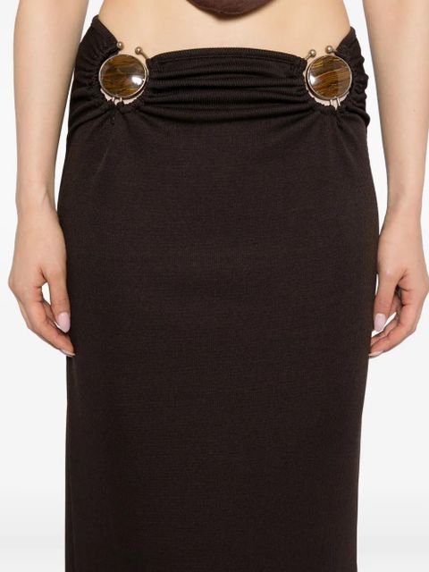 Christopher Esber mineral-stone ruched skirt - Brown