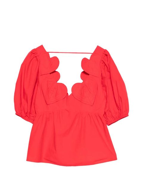 FARM Rio heart puff-sleeve blouse - Red - zdjęcie produktu nr 1