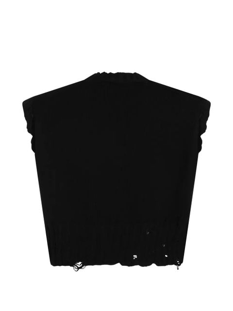 Marni distressed V-neck top - Black - zdjęcie produktu nr 2