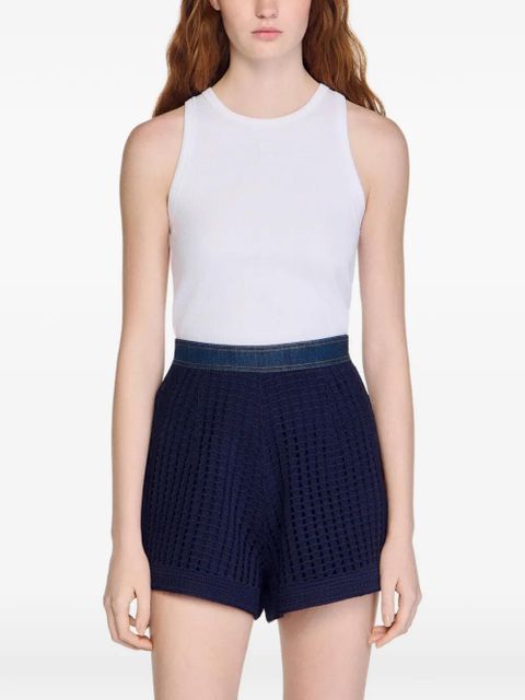 SANDRO high-waisted crochet shorts - Blue