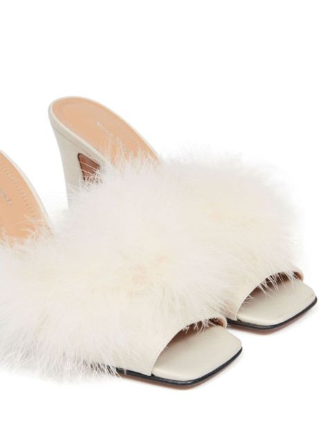 Maison Margiela 90mm Feather satin sandals - White