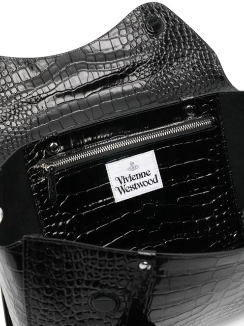 Vivienne Westwood croc-effect orb tote bag - Black