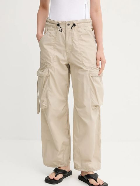 G-Star spodnie bawełniane kolor beżowy proste high waist D26433-C973 - zdjęcie produktu nr 1