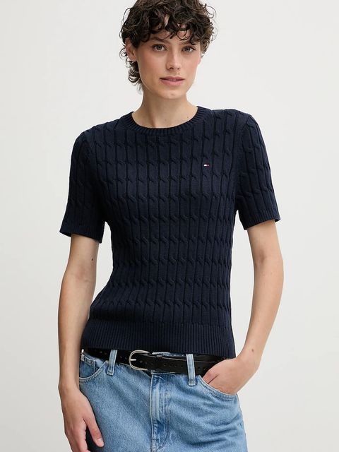 Tommy Hilfiger sweter bawełniany damskie kolor granatowy WW0WW45656 - zdjęcie produktu nr 1