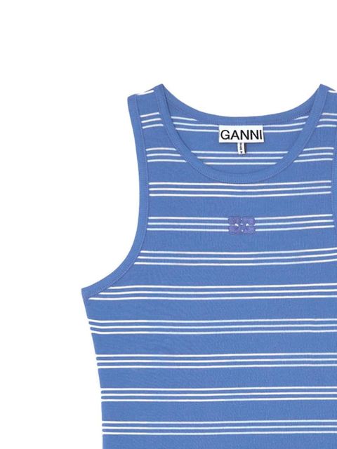 GANNI striped logo-embroidered tank top - Blue - zdjęcie produktu nr 2