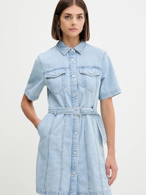 Tommy Jeans sukienka jeansowa kolor niebieski mini prosta DW0DW21168 - zdjęcie produktu nr 1