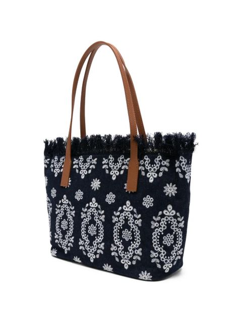 MC2 Saint Barth embroidered-logo fringed shoulder bag - Blue - zdjęcie produktu nr 2