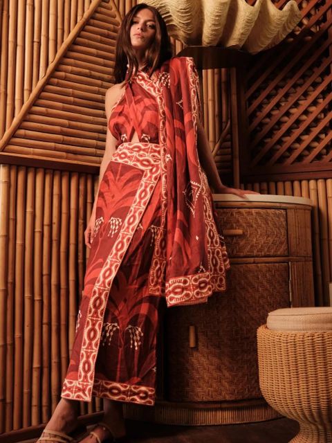 Johanna Ortiz Buen Viento printed halterneck dress - Red - zdjęcie produktu nr 2