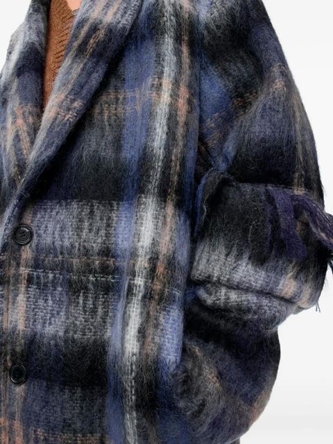 LOEWE plaid fringed coat - Blue - zdjęcie produktu nr 2