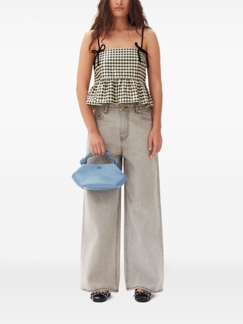 GANNI check-print peplum top - Yellow