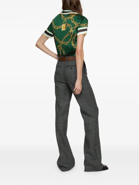 Acne Studios chain-print collared polo top - Green - zdjęcie produktu nr 2