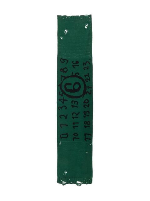 MM6 Maison Margiela number-motif scarf - Green - zdjęcie produktu nr 1