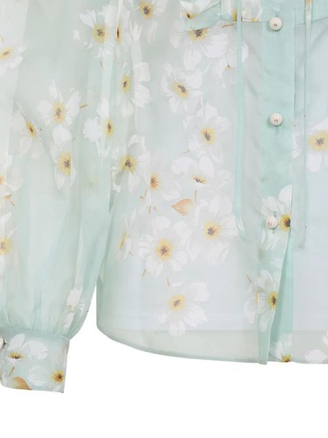 Valentino Garavani ruffled floral-print shirt - Blue