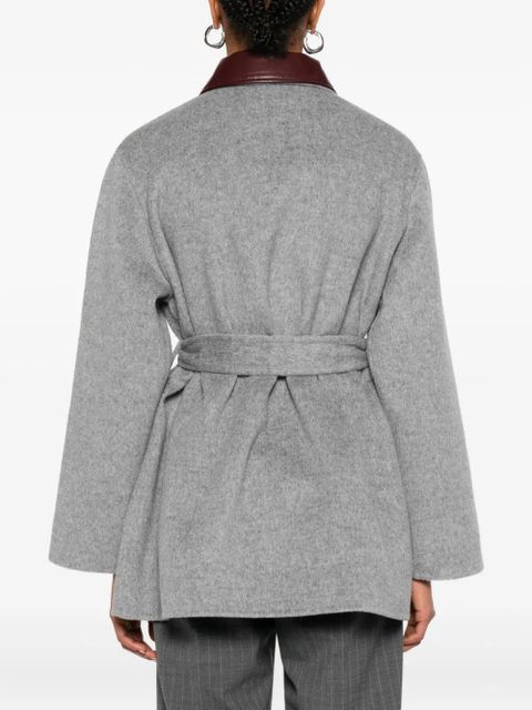 Maje wool-blend belted coat - Grey