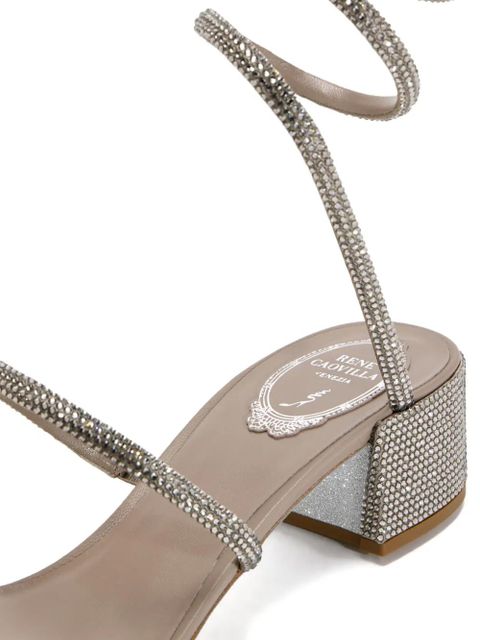 René Caovilla 40mm Cleo crystal-embellishment block-heel sandals - Silver