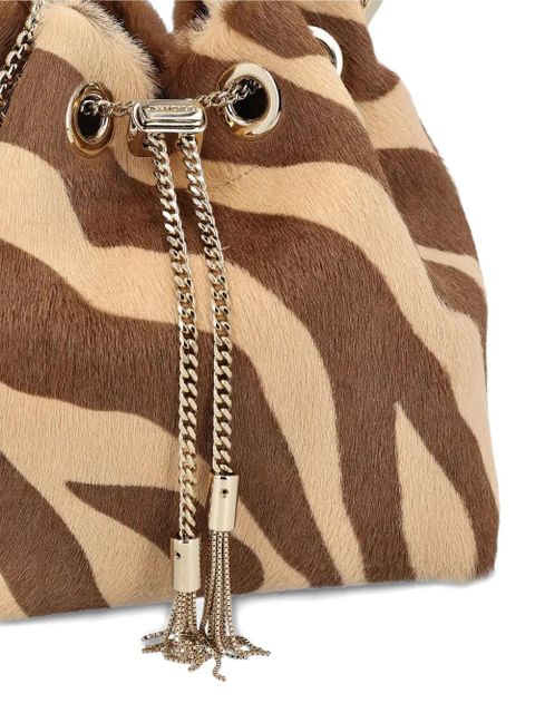 Jimmy Choo Bon Bon zebra-print ring-handle bag - Brown