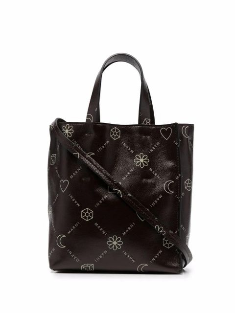 Marni all-over logo-print tote bag - Brown - zdjęcie produktu nr 1