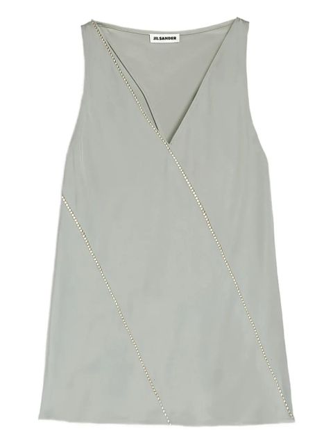 Jil Sander crystal-embellished V-neck top - Green - zdjęcie produktu nr 1